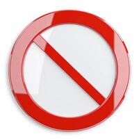 A bold red prohibition sign symbolizing restriction or ban on actions. photo