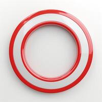 A glossy red and white circular frame, giving a modern and clean look. photo