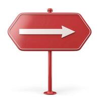 A red arrow sign pointing right, indicating direction. photo