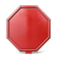 A shiny red stop sign, highlighting road safety with a modern design and enhanced durability. photo