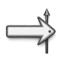 A metallic right arrow sign with a blank white area for customization. photo