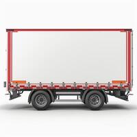A side view of a blank cargo truck, designed for transportation and delivery. photo