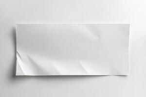Crumpled white paper on a light background, creating a minimalist and elegant feel. photo