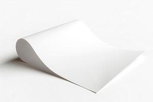 A smooth, blank sheet of white paper elegantly curves over a minimalist background. photo