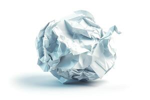 Crumpled white paper ball capturing light and shadow elegantly. photo