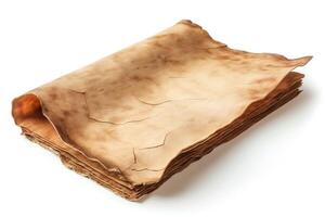 A piece of vintage, cracked parchment paper, showcasing its ancient texture and muted colors. photo