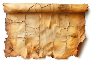 Aged parchment paper with a cracked texture, evoking a sense of history and antiquity. photo