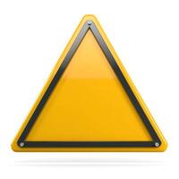 A bright yellow triangular warning sign with a sleek black border, signaling caution in any environment. photo