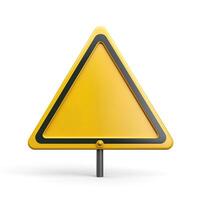 A bright yellow warning sign against a white background, emphasizing caution. photo