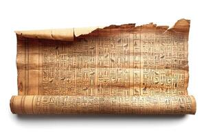 Ancient Egyptian scroll featuring hieroglyphics, showcasing intricate symbols and rich history. photo