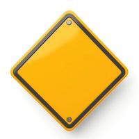 A blank yellow diamond-shaped sign ready for custom messaging or warnings. photo