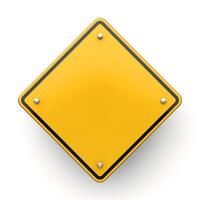 A blank yellow traffic sign featuring a diamond shape, designed for road safety and signage applications. photo