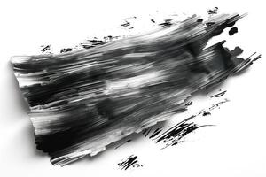 Abstract black and white paint stroke on a white background, creating a dynamic and artistic impression. photo
