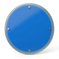 Blank blue circular sign, perfect for customizable messages or designs. photo