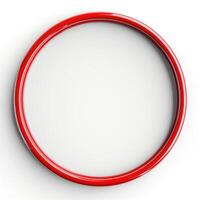 A vibrant red circular frame against a clean white background, adding a contemporary touch to any space. photo