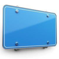 Blank blue sign with a sleek design, ready for customization or signage. photo