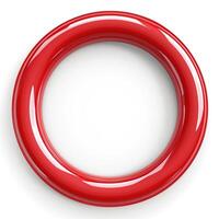 A glossy red circular ring on a white background, evoking a modern and sleek aesthetic. photo