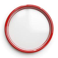 A sleek, glossy red circular frame with a smooth white interior, perfect for displaying artwork or photographs. photo
