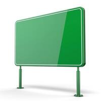 Green blank billboard with a reflective surface, standing on two sturdy poles. photo