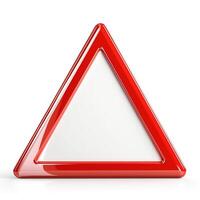 A glossy red triangular caution sign with a blank center, perfect for warning or alerting purposes. photo