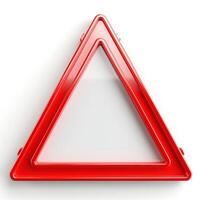 Red triangular warning sign, symbolizing caution for drivers. photo