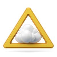 A whimsical yellow triangle with white cloud-like spheres inside, symbolizing creativity and playfulness. photo
