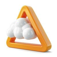 A vibrant orange triangular frame encasing white spheres, representing a playful and modern design concept. photo