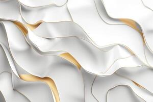 An elegant close-up of flowing white fabric with delicate gold highlights, creating a sense of luxury and sophistication. photo