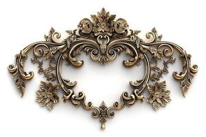 Intricate vintage floral ornament in gold and cream, beautifully designed for elegance and sophistication. photo