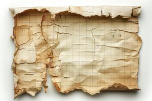 A vintage, crumpled piece of grid paper with worn edges and a timeless, textured appearance. photo
