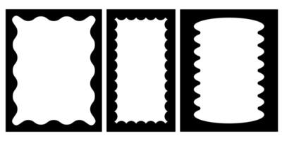 Hand drawn lace inner scalloped frames. Square, round and rectangle scalloped frames vector