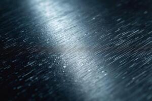 Abstract close-up of textured metallic surface with light reflections highlighting its intricate patterns. photo