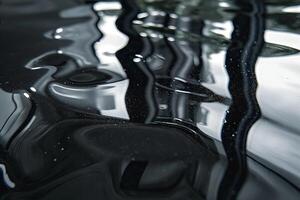 Abstract close-up of dark water with ripples and reflections, creating a serene and tranquil atmosphere. photo