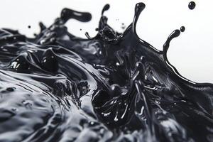 Dynamic black liquid splashes creating an artistic effect. photo
