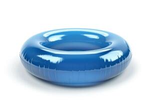 A vibrant blue inflatable pool float, perfect for summer relaxation and fun in the water. photo