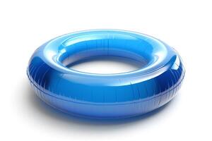 A vibrant blue inflatable pool ring, ideal for summer fun and relaxation in the water. photo