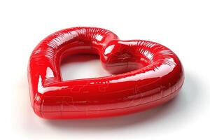 Glossy red heart-shaped balloon, symbolizing love and affection. photo