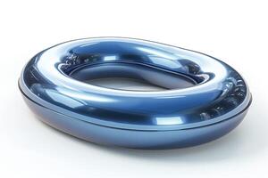 A shiny, blue, abstract torus shape, featuring smooth curves and a reflective surface, creates a modern visual appeal. photo