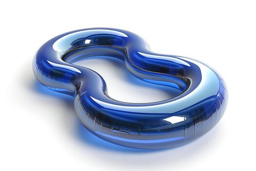 A glossy blue infinity symbol, representing continuity and fluidity, set against a clean white background. photo