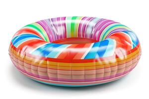 Colorful inflatable pool ring perfect for summer fun. photo