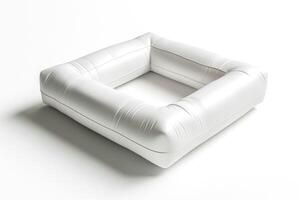 Stylish white inflatable pet bed, offering comfort and a modern design for any home. photo
