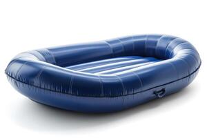 Inflatable blue pool float, perfect for relaxation in water during summer days. photo