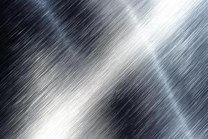 Abstract view of brushed metal surface with diagonal streaks reflecting light. photo