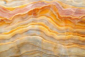 Elegant close-up of orange and cream onyx stone, showcasing natural wavy patterns and vibrant colors. photo
