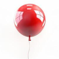 A vibrant red balloon against a clean white backdrop, perfect for celebrations and festive occasions. photo