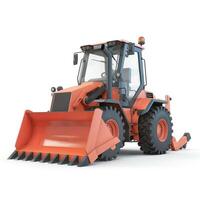A vibrant orange bulldozer with a large front blade and tracks, ready for construction tasks. photo