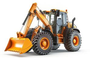 Vibrant orange backhoe loader showcasing heavy-duty construction capabilities. photo