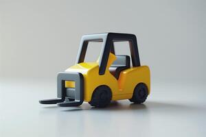 A vibrant yellow toy forklift set against a soft, neutral background, perfect for playful imaginations. photo