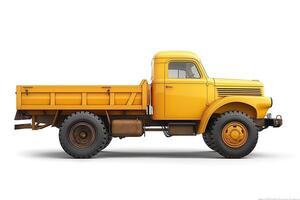 Vintage yellow pickup truck with a rugged design, showcasing a nostalgic charm and sturdy build. photo