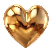 A shiny golden heart sculpture reflecting light with a smooth surface, symbolizing love and affection. photo
